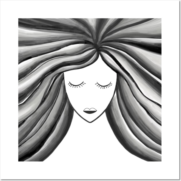 Empowered Lady in Black With Flowing Hair Wall Art by Artisy Artist 